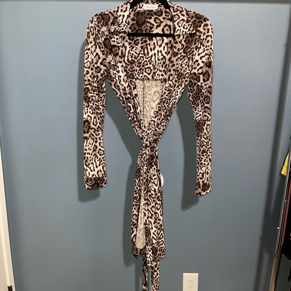 Leopard Print Calvin Klein Wrap Dress. sz Small.